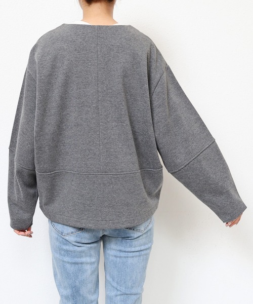 andme（アンドミー）の「ランタンスリーブ裏フリースノーカラーブルゾン（ブルゾン・レディース・チャコールグレー/ブラウン/ブラック/アイボリー・L/M）」の7枚目の写真