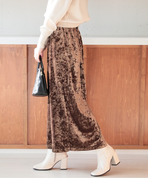 セール】【SETUP7】クラッシュベロアロングスカート KNF037（スカート