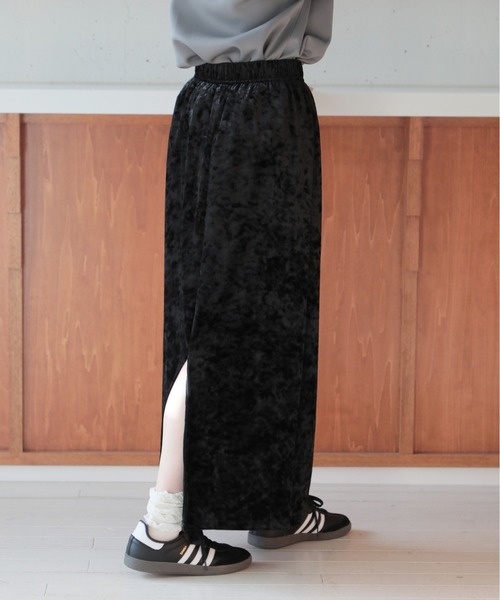 SETUP7（セットアップセブン）の「【SETUP7】クラッシュベロアロングスカート KNF037（スカート・レディース・ブラック/ブラウン・FREE）」の11枚目の写真