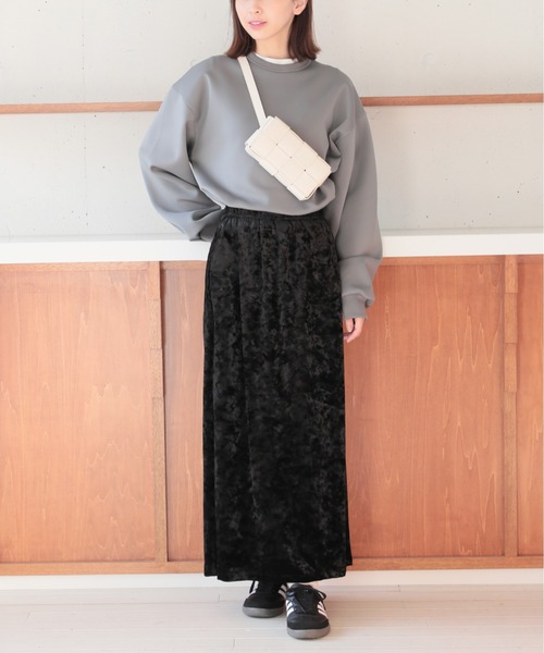 SETUP7（セットアップセブン）の「【SETUP7】クラッシュベロアロングスカート KNF037（スカート・レディース・ブラック/ブラウン・FREE）」の12枚目の写真
