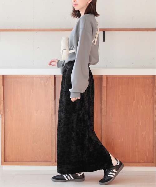 SETUP7（セットアップセブン）の「【SETUP7】クラッシュベロアロングスカート KNF037（スカート・レディース・ブラック/ブラウン・FREE）」の14枚目の写真