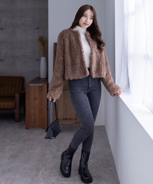 clear（クリア）の「プードルファージャケット（その他アウター・レディース・モカ/グレイッシュベージュ/アイボリー・F）」の16枚目の写真