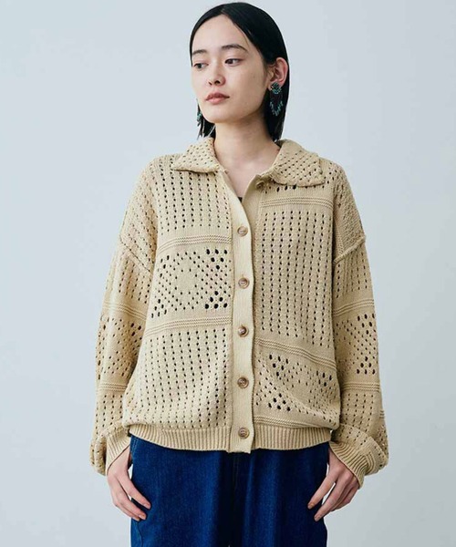 MEDE19F(メデジュウキュウ)の「MEDE19F 衿付きニットカーディガン(カーディガン/ボレロ・レディース・ブラック/ベージュ・LARGE/MEDIUM/X-LARGE/XX-LARGE)」の2枚目の写真