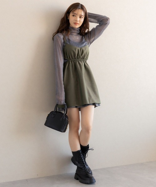 RAGEBLUE(レイジブルー)の「ハイネックラメシアートップス(Tシャツ/カットソー・レディース・グリーン/グレー/ライトグレー/ホワイト・FREE)」の5枚目の写真