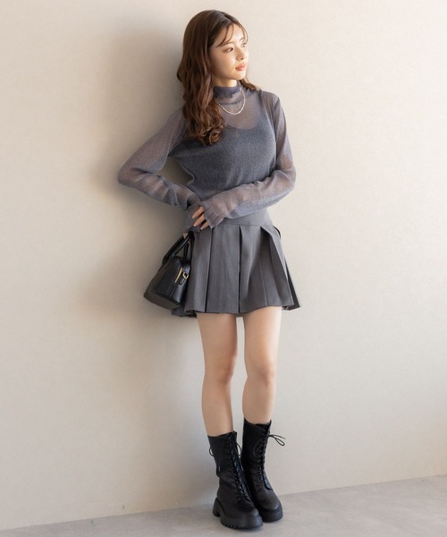 RAGEBLUE(レイジブルー)の「ハイネックラメシアートップス(Tシャツ/カットソー・レディース・グリーン/グレー/ライトグレー/ホワイト・FREE)」の8枚目の写真