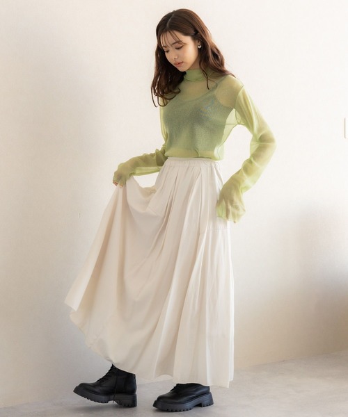 RAGEBLUE(レイジブルー)の「ハイネックラメシアートップス(Tシャツ/カットソー・レディース・グリーン/グレー/ライトグレー/ホワイト・FREE)」の14枚目の写真