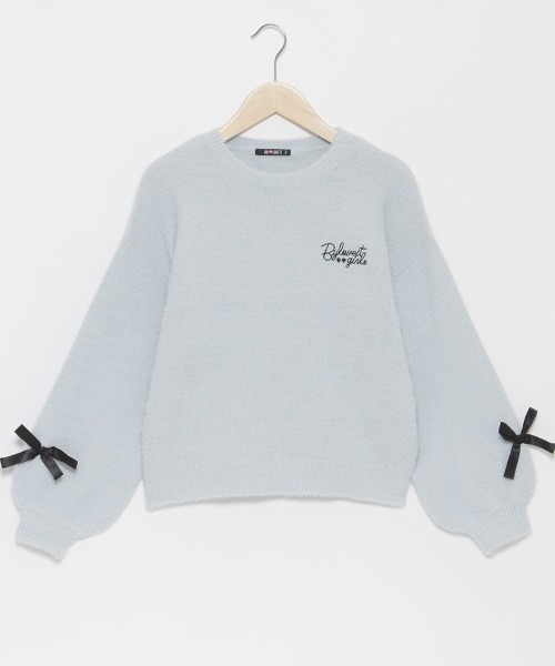 by LOVEiT（バイラビット）の「袖リボンシャギーニット（ニット/セーター・キッズ・オフホワイト/ブルー/モカ・150cm/120cm/160cm/130cm/140cm）」の3枚目の写真