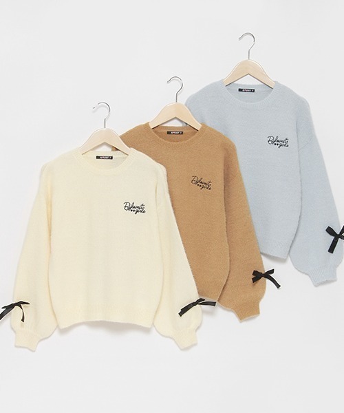 by LOVEiT（バイラビット）の「袖リボンシャギーニット（ニット/セーター・キッズ・オフホワイト/ブルー/モカ・150cm/120cm/160cm/130cm/140cm）」の8枚目の写真