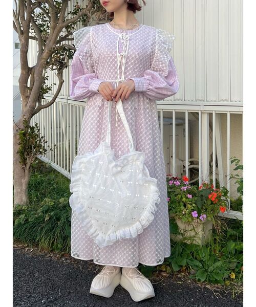 merry jenny（メリージェニー）の「シアーハートフリルトート（トートバッグ・レディース・ブラック/オフホワイト・FREE）」の7枚目の写真