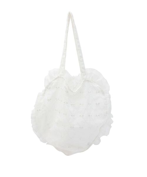 merry jenny（メリージェニー）の「シアーハートフリルトート（トートバッグ・レディース・ブラック/オフホワイト・FREE）」の13枚目の写真