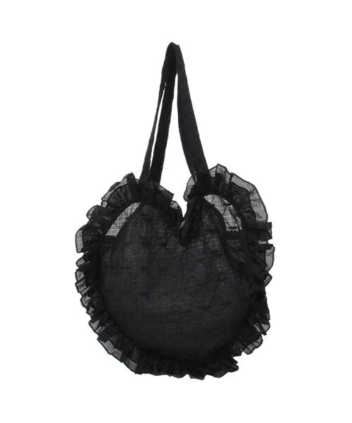 merry jenny（メリージェニー）の「シアーハートフリルトート（トートバッグ・レディース・ブラック/オフホワイト・FREE）」の16枚目の写真