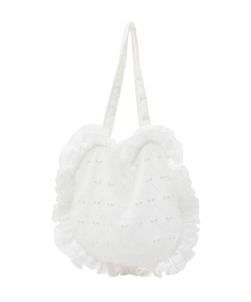 merry jenny（メリージェニー）の「シアーハートフリルトート（トートバッグ・レディース・ブラック/オフホワイト・FREE）」の18枚目の写真