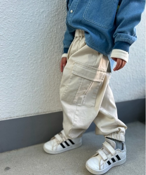 MAKE YOUR DAY（メイクユアデイ）の「カーゴパンツ■80～140cm（カーゴパンツ・キッズ・アイボリー/グリーン・110/120/80/100/140/130/90）」の4枚目の写真