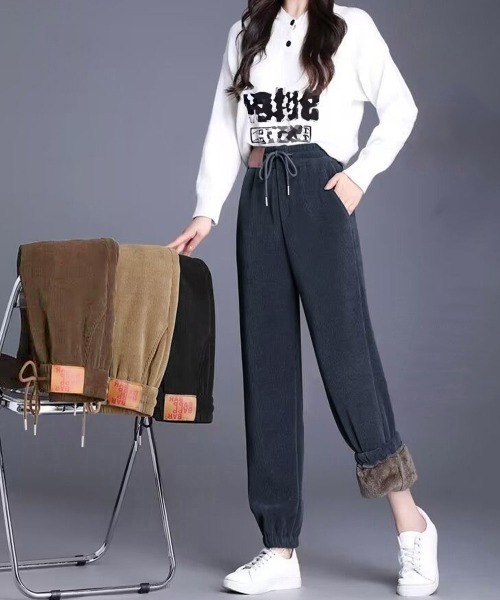 Miniministore(ミニミニストア)の「裏起毛 コーデュロイパンツ レディース冬(カーゴパンツ・レディース・ブラック/ブラウン/ダークグレー/ベージュ・M/L/S)」の22枚目の写真