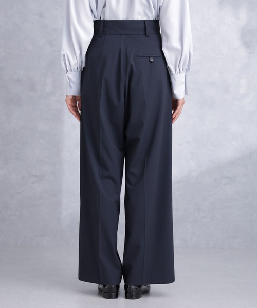 NANO universe（ナノユニバース）の「トロストレッチ2タックワイドパンツ（セットアップ可）（スラックス・レディース・ライトグレー/ネイビー・S/M）」の21枚目の写真