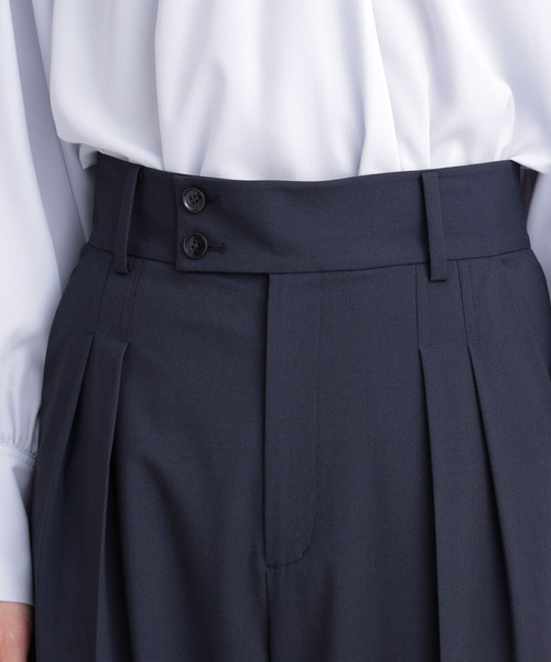 NANO universe（ナノユニバース）の「トロストレッチ2タックワイドパンツ（セットアップ可）（スラックス・レディース・ライトグレー/ネイビー・S/M）」の22枚目の写真