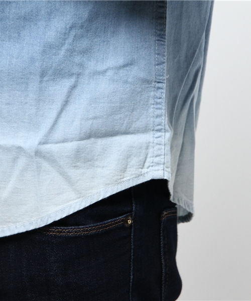 VENCEEXCHANGE（ヴァンスエクスチェンジ）の「デニムグラデーション5分袖シャツ（シャツ/ブラウス・メンズ・ダークネイビー/ブルー・SMALL/LARGE/MEDIUM）」の9枚目の写真