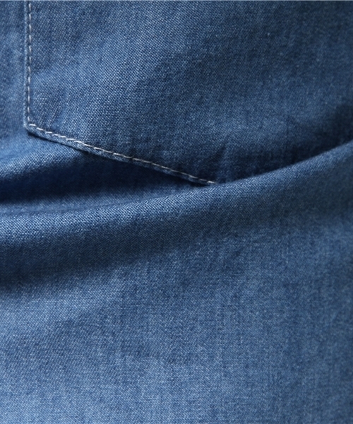 VENCEEXCHANGE（ヴァンスエクスチェンジ）の「デニムグラデーション5分袖シャツ（シャツ/ブラウス・メンズ・ダークネイビー/ブルー・SMALL/LARGE/MEDIUM）」の11枚目の写真