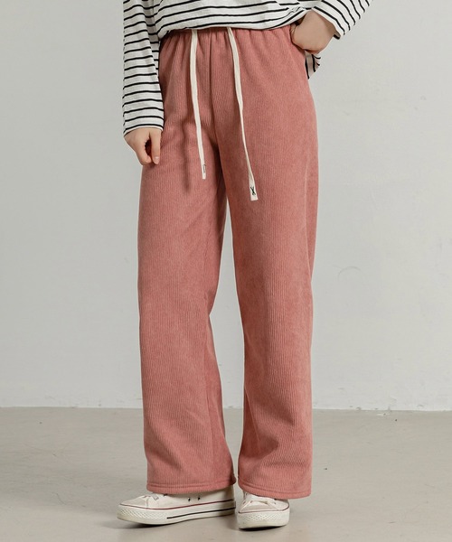 DAY CLOSET（デイ クローゼット）の「【裏起毛/大きいサイズ有/ウエストゴム調整紐付き】冬に暖かコーデュロイワイドシルエットパンツ レディース（その他パンツ・レディース・ダークネイビー/ピンク/アイボリー/ブラック/ブラウン/ダークグレー・M/S/XL/L）」の6枚目の写真