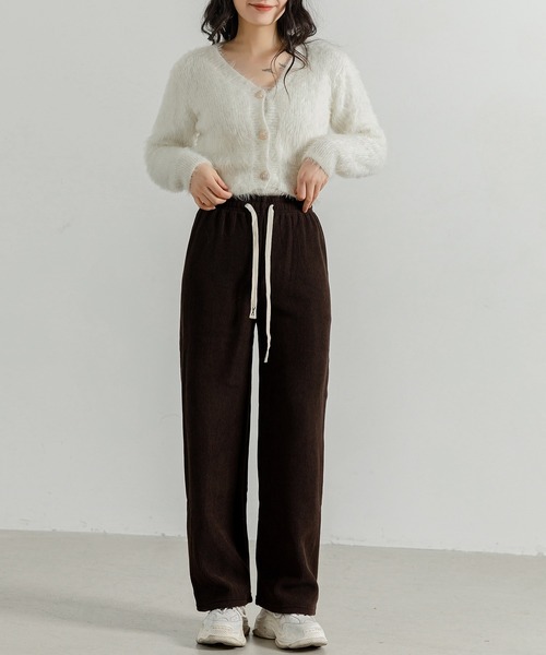 DAY CLOSET（デイ クローゼット）の「【裏起毛/大きいサイズ有/ウエストゴム調整紐付き】冬に暖かコーデュロイワイドシルエットパンツ レディース（その他パンツ・レディース・ダークネイビー/ピンク/アイボリー/ブラック/ブラウン/ダークグレー・M/S/XL/L）」の22枚目の写真