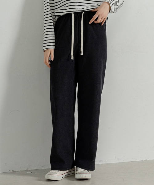 DAY CLOSET（デイ クローゼット）の「【裏起毛/大きいサイズ有/ウエストゴム調整紐付き】冬に暖かコーデュロイワイドシルエットパンツ レディース（その他パンツ・レディース・ダークネイビー/ピンク/アイボリー/ブラック/ブラウン/ダークグレー・M/S/XL/L）」の7枚目の写真