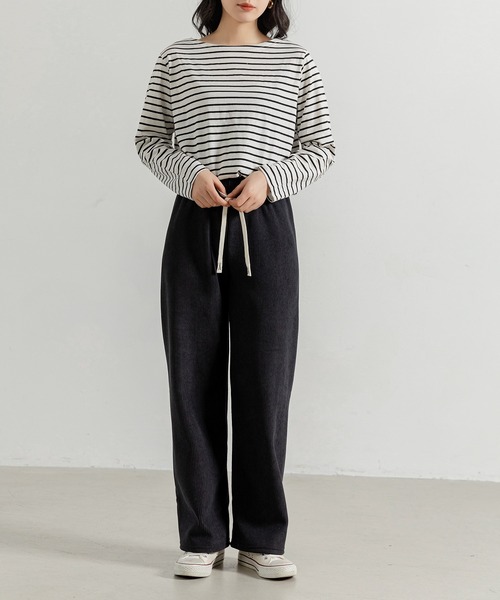 DAY CLOSET（デイ クローゼット）の「【裏起毛/大きいサイズ有/ウエストゴム調整紐付き】冬に暖かコーデュロイワイドシルエットパンツ レディース（その他パンツ・レディース・ダークネイビー/ピンク/アイボリー/ブラック/ブラウン/ダークグレー・M/S/XL/L）」の10枚目の写真