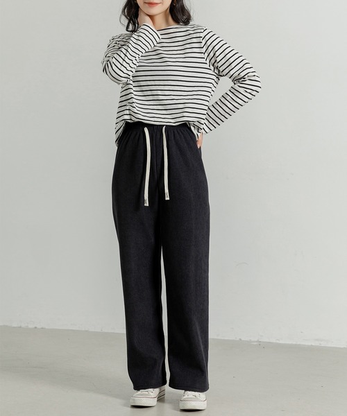 DAY CLOSET（デイ クローゼット）の「【裏起毛/大きいサイズ有/ウエストゴム調整紐付き】冬に暖かコーデュロイワイドシルエットパンツ レディース（その他パンツ・レディース・ダークネイビー/ピンク/アイボリー/ブラック/ブラウン/ダークグレー・M/S/XL/L）」の11枚目の写真