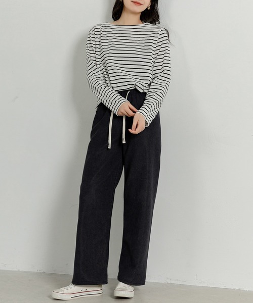 DAY CLOSET（デイ クローゼット）の「【裏起毛/大きいサイズ有/ウエストゴム調整紐付き】冬に暖かコーデュロイワイドシルエットパンツ レディース（その他パンツ・レディース・ダークネイビー/ピンク/アイボリー/ブラック/ブラウン/ダークグレー・M/S/XL/L）」の12枚目の写真