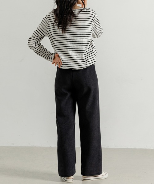 DAY CLOSET（デイ クローゼット）の「【裏起毛/大きいサイズ有/ウエストゴム調整紐付き】冬に暖かコーデュロイワイドシルエットパンツ レディース（その他パンツ・レディース・ダークネイビー/ピンク/アイボリー/ブラック/ブラウン/ダークグレー・M/S/XL/L）」の14枚目の写真