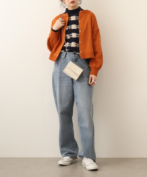 Chiaro（キアロ）の「chiaro 配色ハイネックニット（ニット/セーター・レディース・グリーン/オフホワイト/ネイビー・40）」の14枚目の写真