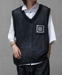 JOHN'S CLOSET | 【a】クロシェポケット オーバーサイズ メッシュベスト(ベスト)