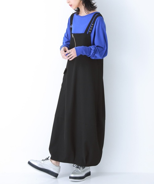 kOhAKU(コハク)の「アシンメトリーコクーンジャンスカ(ジャンパースカート・レディース・カーキ/ブラック・1/2)」の17枚目の写真