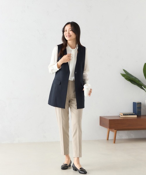 A/C DESIGN BY ALPHA CUBIC（エーシーデザインバイアルファキュービック）の「【セットアップ対応】ストレッチロングジレジャケット（テーラードジャケット・レディース・ネイビー/ライトグレー・13号/11号/9号）」の13枚目の写真