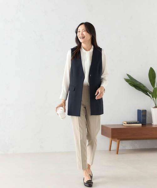 A/C DESIGN BY ALPHA CUBIC（エーシーデザインバイアルファキュービック）の「【セットアップ対応】ストレッチロングジレジャケット（テーラードジャケット・レディース・ネイビー/ライトグレー・13号/11号/9号）」の16枚目の写真