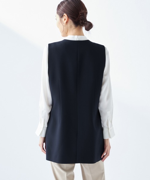 A/C DESIGN BY ALPHA CUBIC（エーシーデザインバイアルファキュービック）の「【セットアップ対応】ストレッチロングジレジャケット（テーラードジャケット・レディース・ネイビー/ライトグレー・13号/11号/9号）」の5枚目の写真