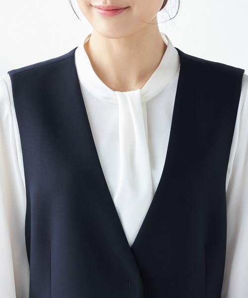 A/C DESIGN BY ALPHA CUBIC（エーシーデザインバイアルファキュービック）の「【セットアップ対応】ストレッチロングジレジャケット（テーラードジャケット・レディース・ネイビー/ライトグレー・13号/11号/9号）」の7枚目の写真