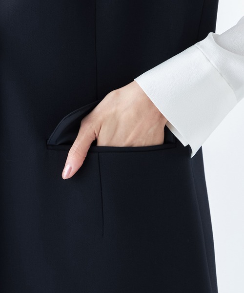 A/C DESIGN BY ALPHA CUBIC（エーシーデザインバイアルファキュービック）の「【セットアップ対応】ストレッチロングジレジャケット（テーラードジャケット・レディース・ネイビー/ライトグレー・13号/11号/9号）」の18枚目の写真