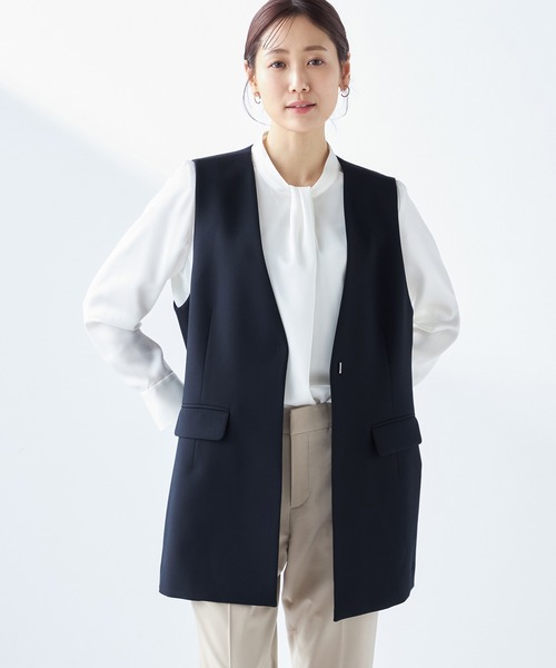 A/C DESIGN BY ALPHA CUBIC（エーシーデザインバイアルファキュービック）の「【セットアップ対応】ストレッチロングジレジャケット（テーラードジャケット・レディース・ネイビー/ライトグレー・13号/11号/9号）」の17枚目の写真