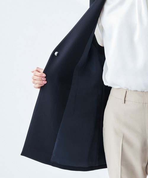 A/C DESIGN BY ALPHA CUBIC（エーシーデザインバイアルファキュービック）の「【セットアップ対応】ストレッチロングジレジャケット（テーラードジャケット・レディース・ネイビー/ライトグレー・13号/11号/9号）」の3枚目の写真