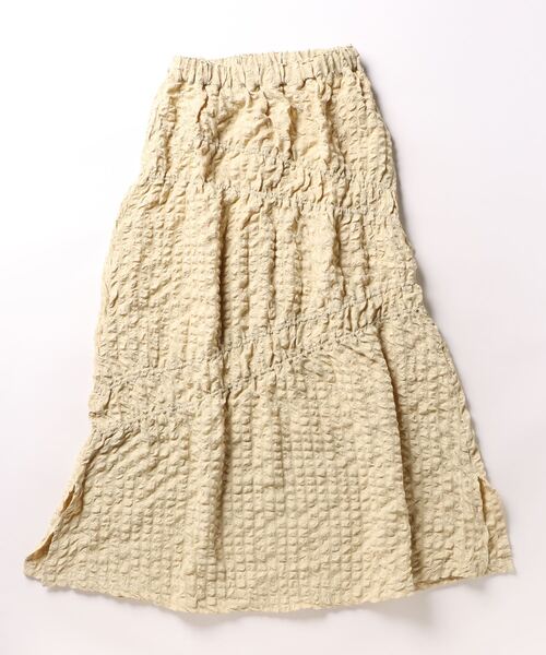 CALMIA(カルミア)の「シャーリングロングスカート/おとな(スカート・レディース・オフホワイト/ブラック/グリーン・160cm)」の2枚目の写真