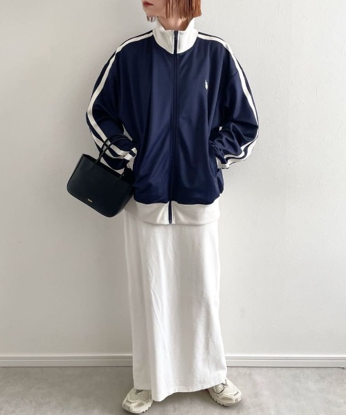 U.S. POLO ASSN.（ユーエスポロアッスン）の「∴WEGO/【25年春夏/待望の再入荷！】U.S. POLO ASSN.別注ライントラックジャケット（ジャージ・レディース・ネイビー/ベージュ/オフホワイト/ワイン・FREE）」の8枚目の写真