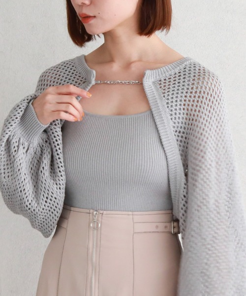 little suzie メッシュ　ニットボレロ　新品未使用 archives（アルシーヴ）の「チェーンメッシュニットボレロアンサンブル