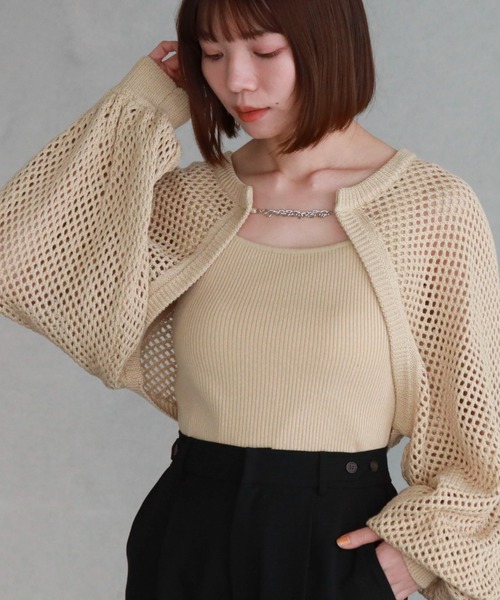 little suzie メッシュ　ニットボレロ　新品未使用 archives（アルシーヴ）の「チェーンメッシュニットボレロアンサンブル