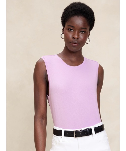 BANANA REPUBLIC FACTORY STORE(バナナリパブリック ファクトリーストア)の「BANANA REPUBLIC FACTORY STORE タイムレスタンクトップ(Tシャツ/カットソー・レディース・イエロー/ブラック/ライトブルー/ホワイト/ラベンダー/カーキ・S/M/L/XS)」の5枚目の写真