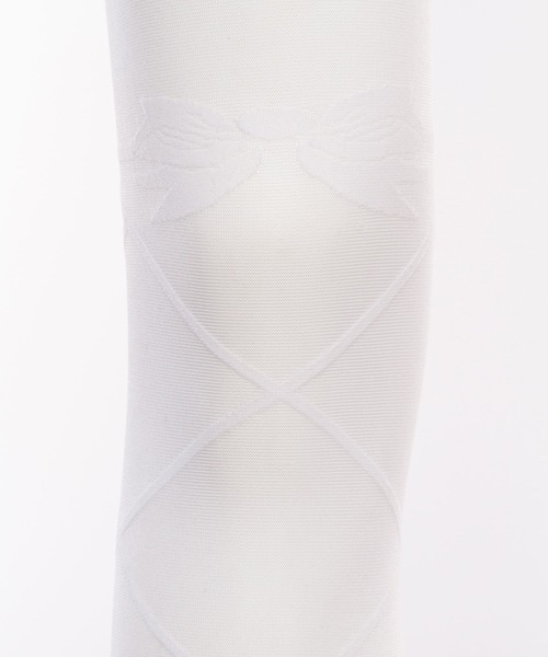 DearMyLove（ディアマイラブ）の「レースアップリボン柄タイツ（ソックス/靴下・レディース・ホワイト/ブラック・M-L）」の7枚目の写真