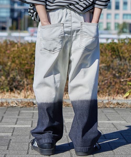 PAIRMANON STREET（ペアマノンストリート）の「【PAIRMANON STREET】グラデーション ブリーチ ワイド ストレート デニム パンツ（デニムパンツ・キッズ・インディゴブルー/ブラック・160/140/90/150/120/100/110/130）」の3枚目の写真