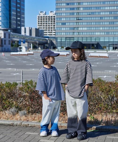 PAIRMANON STREET（ペアマノンストリート）の「【PAIRMANON STREET】グラデーション ブリーチ ワイド ストレート デニム パンツ（デニムパンツ・キッズ・インディゴブルー/ブラック・160/140/90/150/120/100/110/130）」の7枚目の写真