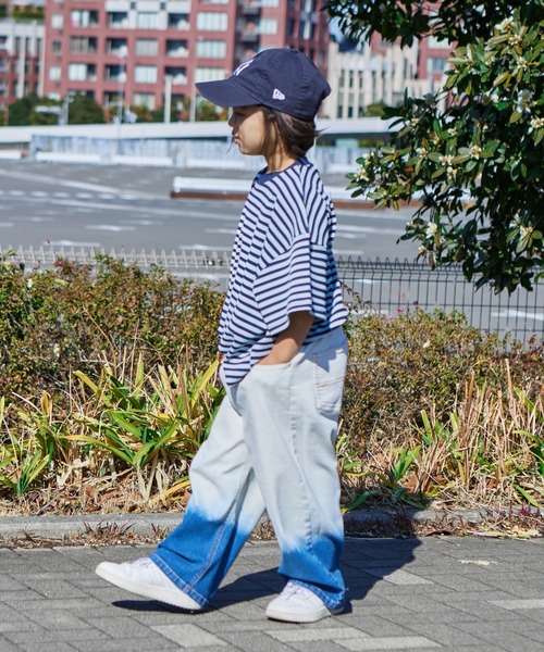 PAIRMANON STREET（ペアマノンストリート）の「【PAIRMANON STREET】グラデーション ブリーチ ワイド ストレート デニム パンツ（デニムパンツ・キッズ・インディゴブルー/ブラック・160/140/90/150/120/100/110/130）」の10枚目の写真