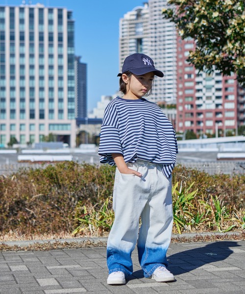 PAIRMANON STREET（ペアマノンストリート）の「【PAIRMANON STREET】グラデーション ブリーチ ワイド ストレート デニム パンツ（デニムパンツ・キッズ・インディゴブルー/ブラック・160/140/90/150/120/100/110/130）」の11枚目の写真