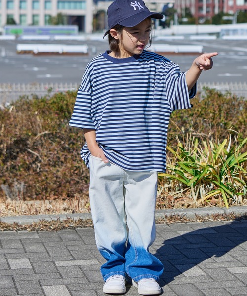 PAIRMANON STREET（ペアマノンストリート）の「【PAIRMANON STREET】グラデーション ブリーチ ワイド ストレート デニム パンツ（デニムパンツ・キッズ・インディゴブルー/ブラック・160/140/90/150/120/100/110/130）」の14枚目の写真